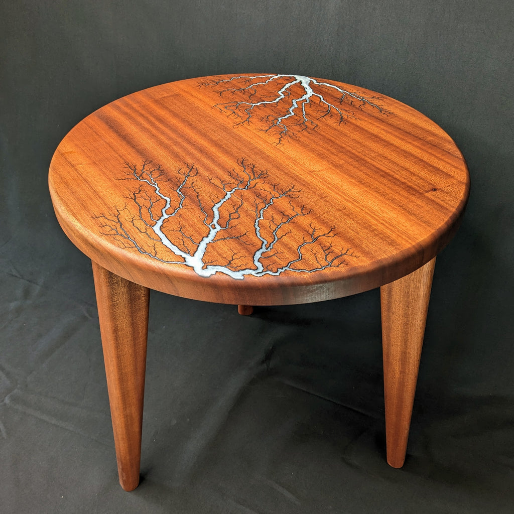 Fractal Carved Sapele Side Table