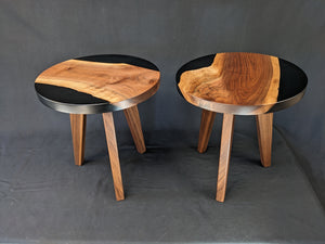 Side Tables in Walnut and Matte Black Epoxy