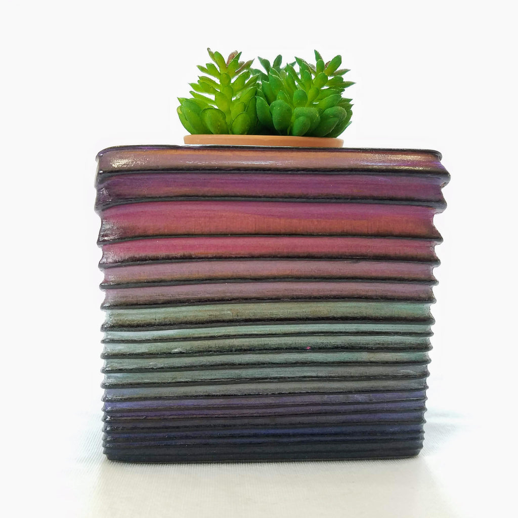 Torched Planter/Candle Cube (Purple/Blue Fade)