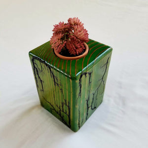 Fractal Burned Planter/Candle Holder (Hand-painted, 5" tall)