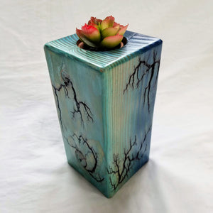 Fractal Burned Planter/Candle Holder (Hand-painted, 7" tall)