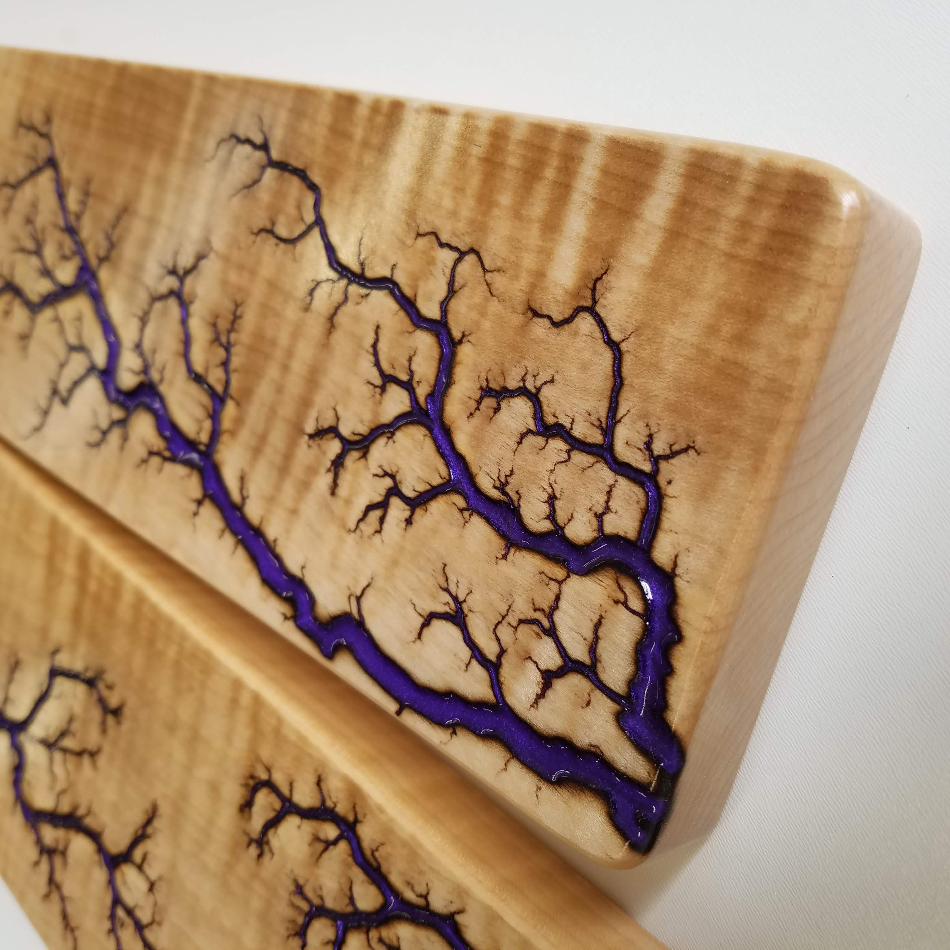 CURLY MAPLE Wrist Rest (Full size 17.5", Deep Purple Resin Inlay)